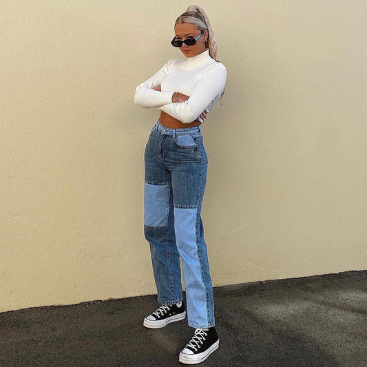 High-waist Straight-leg Pants Women's Casual Trousers
