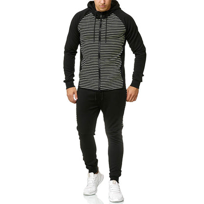 Men's striped printed casual sports suit