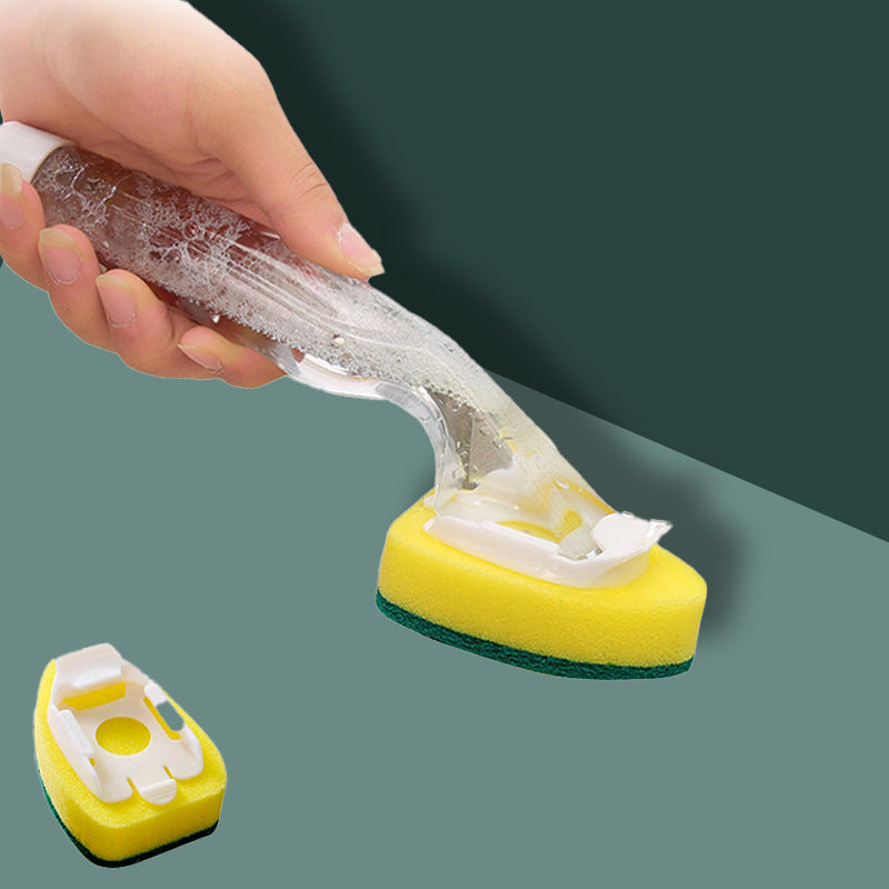Automatic Liquid Filling Long Handle Sponge Cleaning Brush Kitchen Artifact