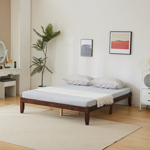 Basic Bed Frame, Coffee Colored Wooden Bed
