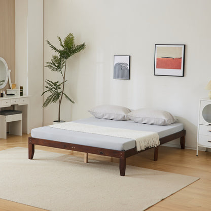 Basic Bed Frame, Coffee Colored Wooden Bed