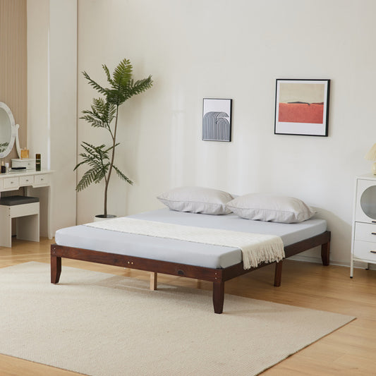 Basic Bed Frame, Coffee Colored Wooden Bed