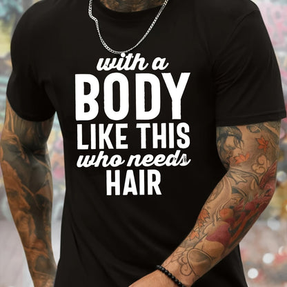 There Is Such A Body Men's Printed T-shirt, Casual Quick Drying Breathable T-shirt, Running Training Short Sleeved T-shirt