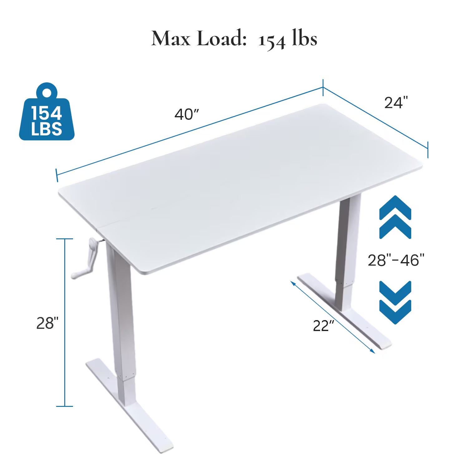 Hand-Crank Adjustable Office Desk Height Adjustable, With Flat Metal Legs Perfect For Home, Office, Gaming, Or Study Use ShopWithASmile7.com