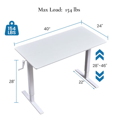 Hand-Crank Adjustable Office Desk Height Adjustable, With Flat Metal Legs Perfect For Home, Office, Gaming, Or Study Use ShopWithASmile7.com