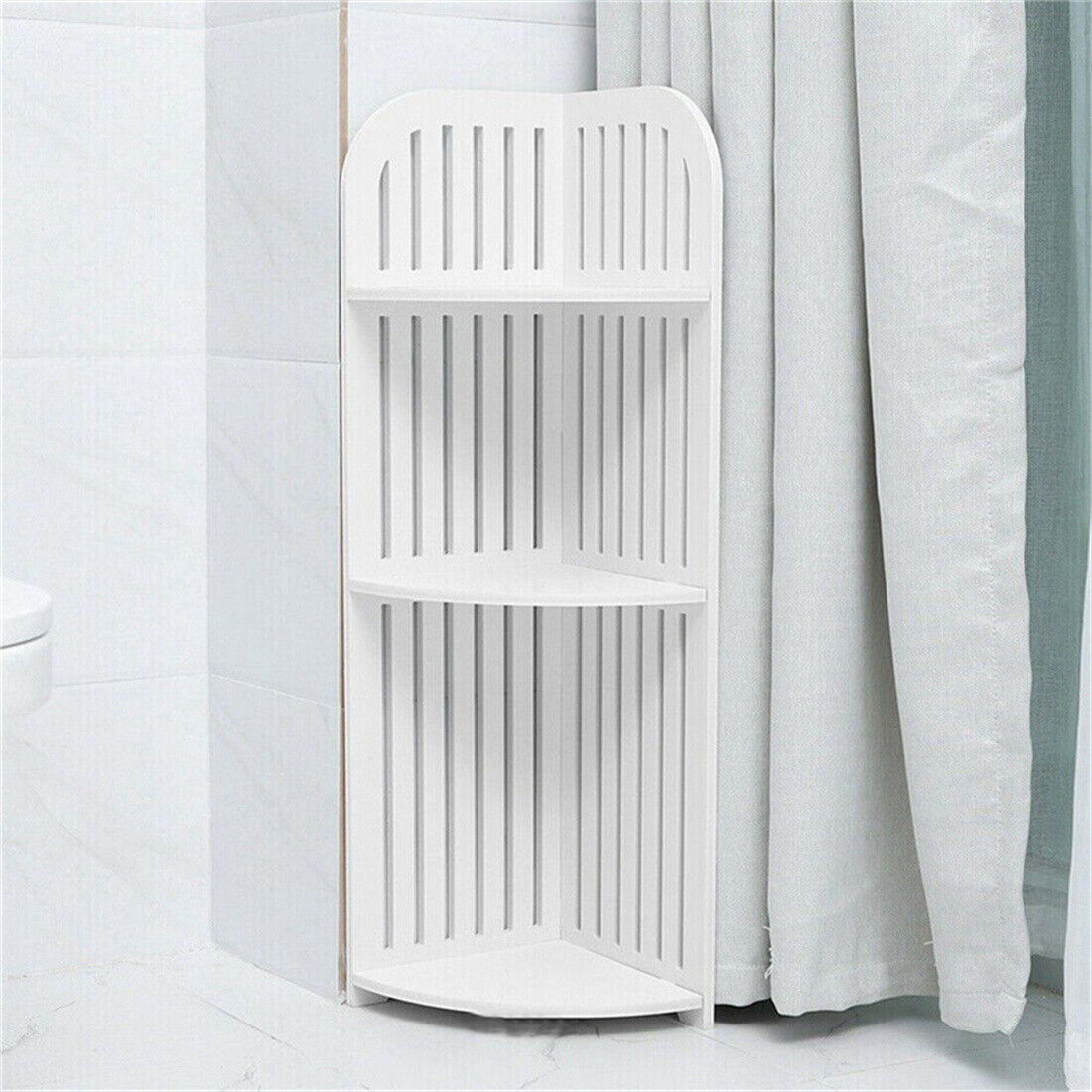 3 Tier Corner Bath Shelf Shower Caddy Storage Rack Unit Organiser Stand White UK ShopWithASmile.com