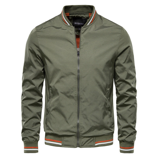 Men's Striped Zip-up Jacket With Pockets Fashion Casual Outerwear Sports Baseball Clothing Spring And Fall ShopWithASmile.com