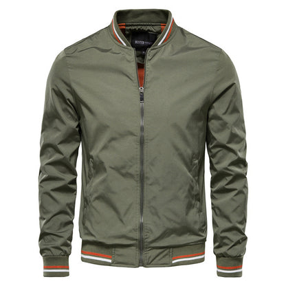 Men's Striped Zip-up Jacket With Pockets Fashion Casual Outerwear Sports Baseball Clothing Spring And Fall ShopWithASmile.com