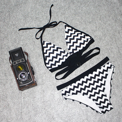 Split bandage wave triangle swimsuit women