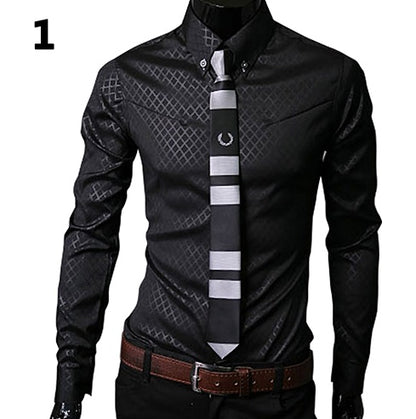 Large size men's new dark plaid casual men's long-sleeved shirt