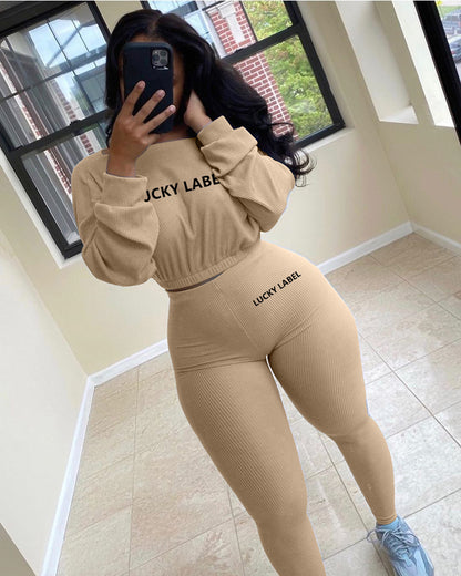 Letter embroidery sports casual suit