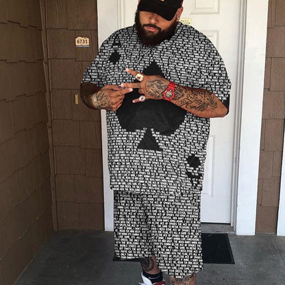 European And American Plus Size Men's Short-sleeved T-shirt Suit