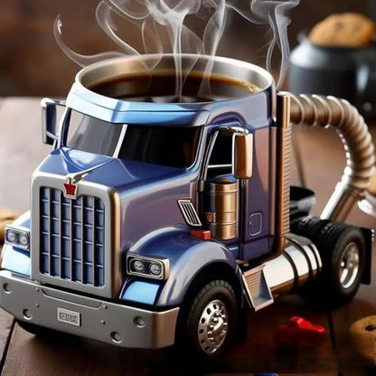 Durable Truck Coffee Mug Semi Truck Handcrafted Coffee Cup Semi-trailer Shaped Semi-Truck Coffee Mugs For Family ShopWithASmile7.com