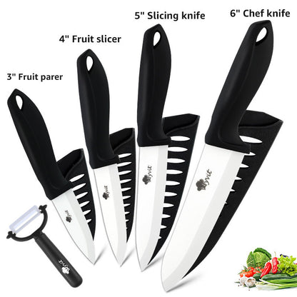 Five-Piece Standable Zirconia White-Bladed Ceramic Knife