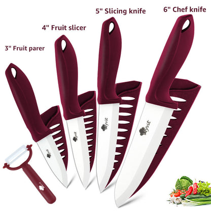 Five-Piece Standable Zirconia White-Bladed Ceramic Knife