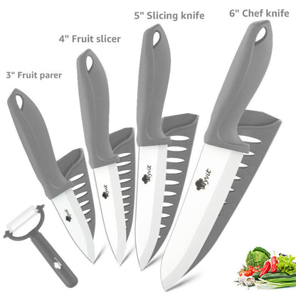 Five-Piece Standable Zirconia White-Bladed Ceramic Knife