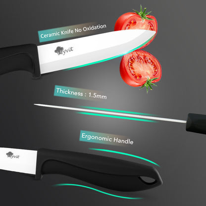 Five-Piece Standable Zirconia White-Bladed Ceramic Knife