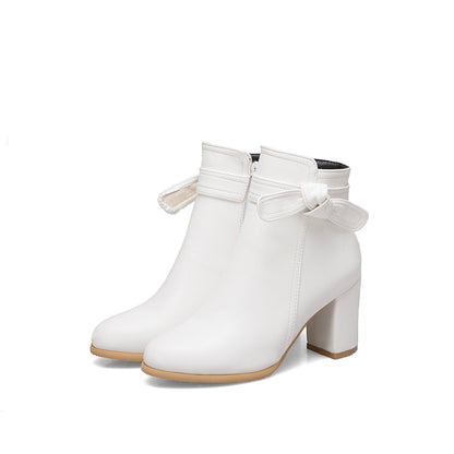 Martin Boots Ankle Boots Thick Heel Zipper Bare Boots Mid Heel Short Boots