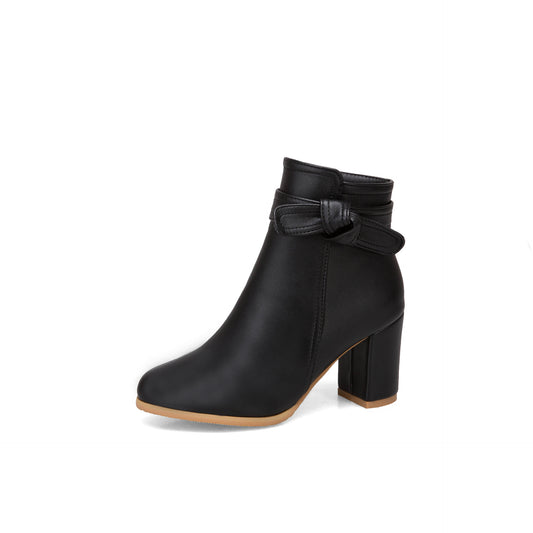 Martin Boots Ankle Boots Thick Heel Zipper Bare Boots Mid Heel Short Boots
