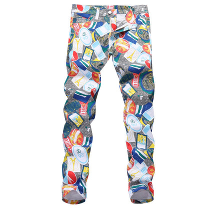 Men's Camouflage Small Straight Stretch Print Trousers
