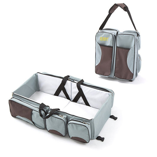 Baby Folding Bed Mommy Bag Portable One-shoulder Mom Bag Multifunctional Large Capacity Portable Outing ShopWithASmile7.com