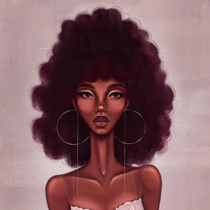 Art Design Graffiti Art Hip Hop African Girl with Black Hair Big Earring with Modern Building Shower Curtain for Bathroom Decor ShopWithASmile7.com