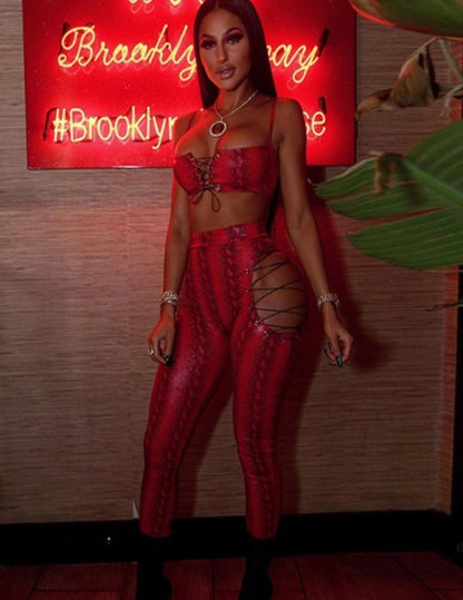Tube Top Hollow Drawstring Sleeveless Two-piece Suit ShopWithASmile7.com