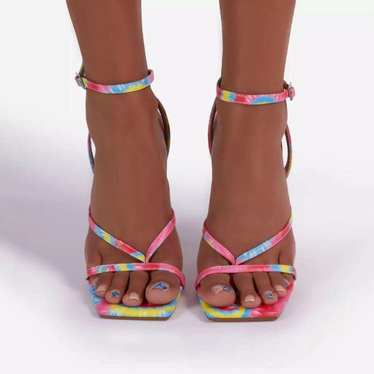 Large-size Colorful High-heeled Stiletto Sandals