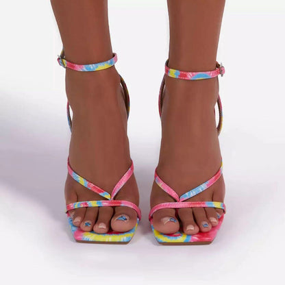 Large-size Colorful High-heeled Stiletto Sandals