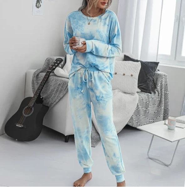 New Tie-Dye Printed Long-Sleeved Trousers Home Service Suit ShopWithASmile7.com