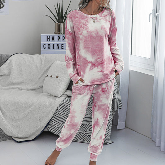 New Tie-Dye Printed Long-Sleeved Trousers Home Service Suit ShopWithASmile7.com