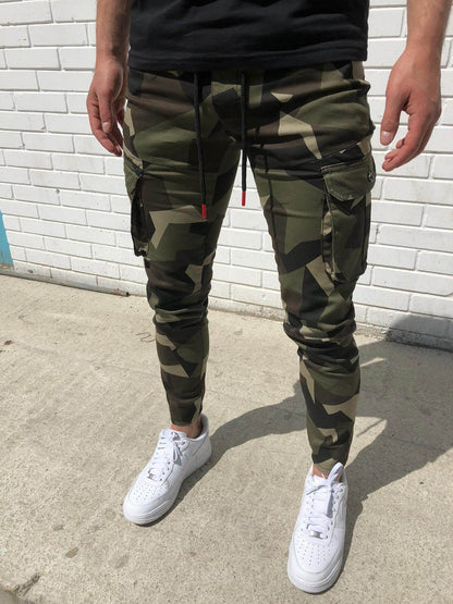 Check Camouflage Sweatpants Men'S Slim Trend Fashion Casual Pants With Feet