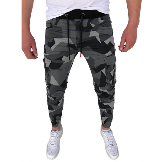 Check Camouflage Sweatpants Men'S Slim Trend Fashion Casual Pants With Feet