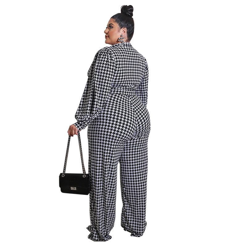 Puff Sleeve Women's Printed Jumpsuit Loose ShopWithASmile7.com