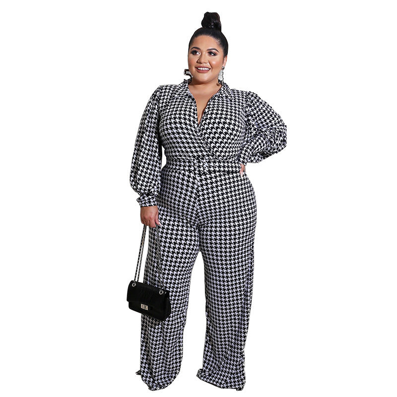 Puff Sleeve Women's Printed Jumpsuit Loose ShopWithASmile7.com