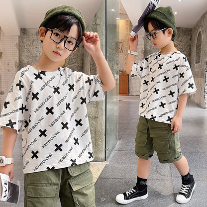 Summer Big Boy Handsome Tops, Children's Summer Clothes, Thin Style, Western Style ShopWithASmile7.com
