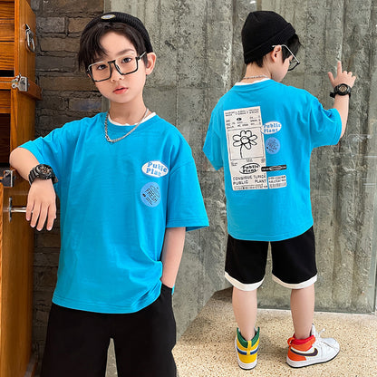 Summer Big Boy Handsome Tops, Children's Summer Clothes, Thin Style, Western Style ShopWithASmile7.com