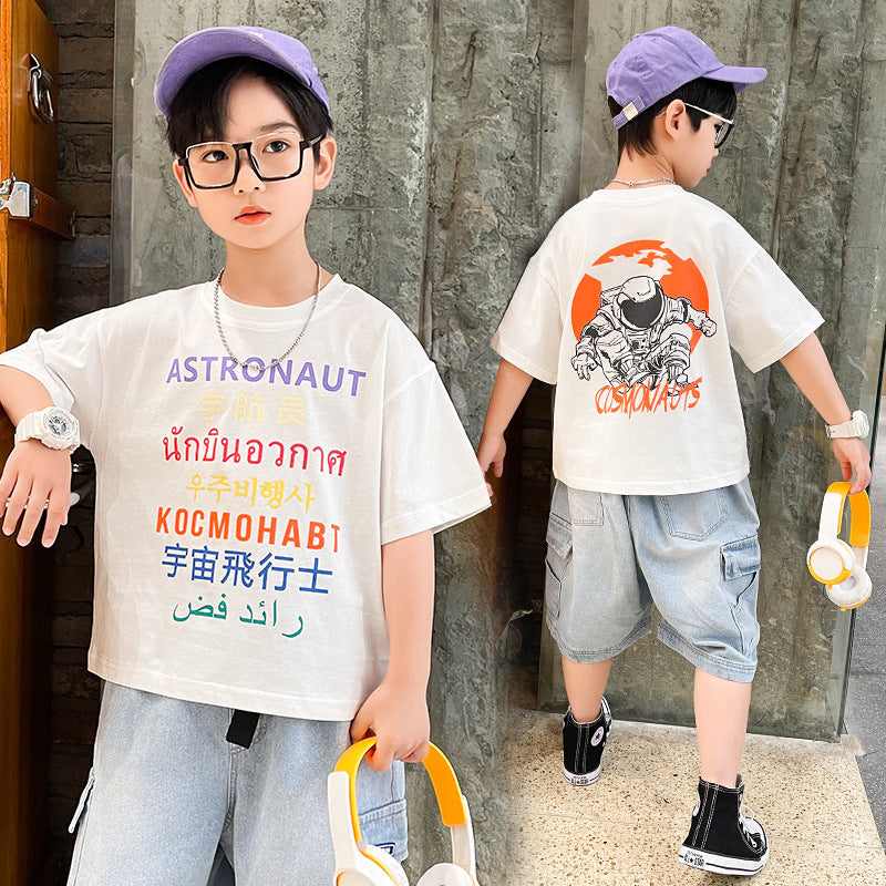 Summer Big Boy Handsome Tops, Children's Summer Clothes, Thin Style, Western Style ShopWithASmile7.com