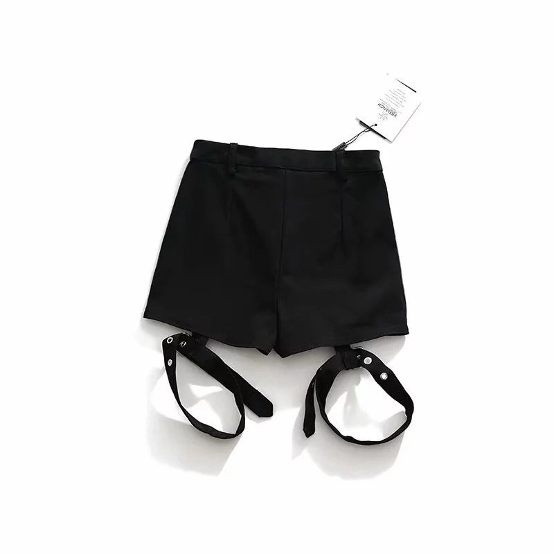 Women's High-Waisted Slim Fit Hip Shorts – European & American Fashion, Cotton Blend, Stretchy & Comfortable