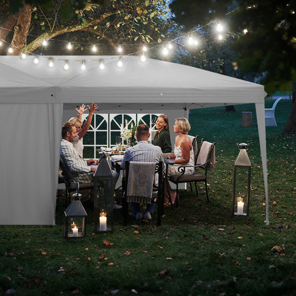 Waterproof Folding Camping and Picnic Tent, 10x20 ft Outdoor Canopy with 4 Sides, 2 Windows, Adjustable Height, Oxford Fabric, and Sturdy Steel Frame for Events and Parties