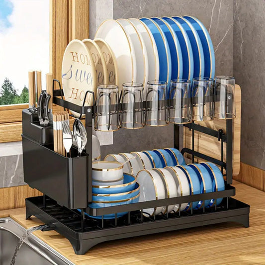 2nd Floor Large Kitchen Counter With Utensil Drying Rack, Equipped With Drainage Board, Prohibited From Sale On Temu Platform, Not Shipped On Weekends ShopWithASmile7.com