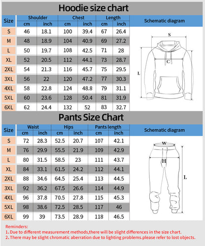 Creative Printing Hooded Pullover Sports Men's And Women's Two-piece Suit