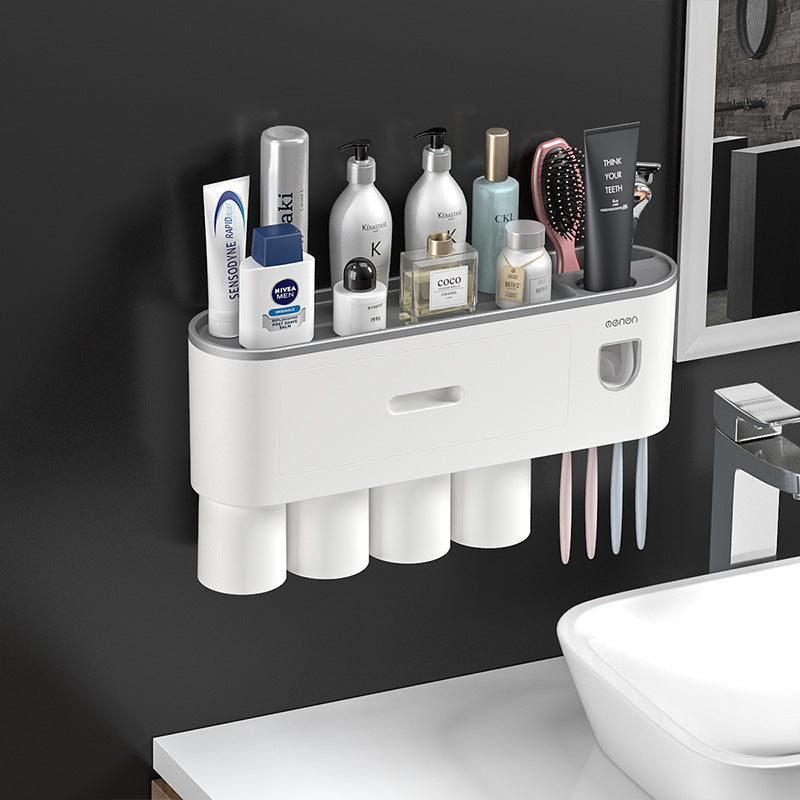 Integrated Multifunctional Toothbrush Rack With Toothpaste Squeezing Device ShopWithASmile7.com