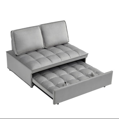 Convertible Sleeping Sofa Bed, Modern Velvet Fabric Double Seat Sofa Bed, Sleeping Sofa Bed With 2 Backs And Detachable Backs, Backs, Suitable For Living Room Bedroom,Grey ShopWithASmile7.com