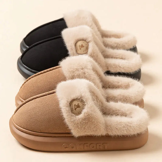 New Plush Slippers For Women Men Winter Warm Home Slipper Indoor Thick-soled Fleece Shoes My Store
