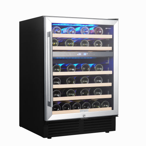 Wine Cabinet 24 Dual Zone Inch Wine Refrigerator 46 Bottles Built-in Wine Refrigerator ShopWithASmile7.com