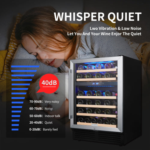 Wine Cabinet 24 Dual Zone Inch Wine Refrigerator 46 Bottles Built-in Wine Refrigerator ShopWithASmile7.com