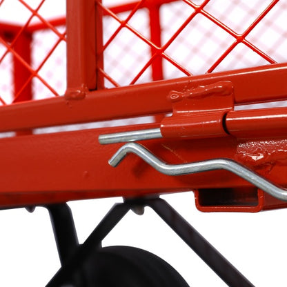 Steel Garden Cart, Steel Mesh Removable Sides, 3 Cu Ft, 550 Lb Capacity, Red
