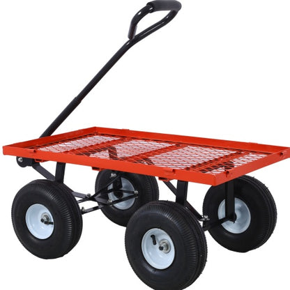 Steel Garden Cart, Steel Mesh Removable Sides, 3 Cu Ft, 550 Lb Capacity, Red