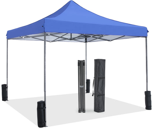 10 x 10 ft Pop-Up Canopy Tent – Easy Setup Outdoor Shade Shelter, Portable Waterproof Sun Protection for Camping, Parties, Beach, and Patio